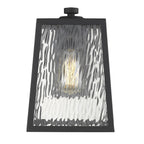 Black And Clear Seeded Dimmable Outdoor Hanging Light With Black And Clear Shades