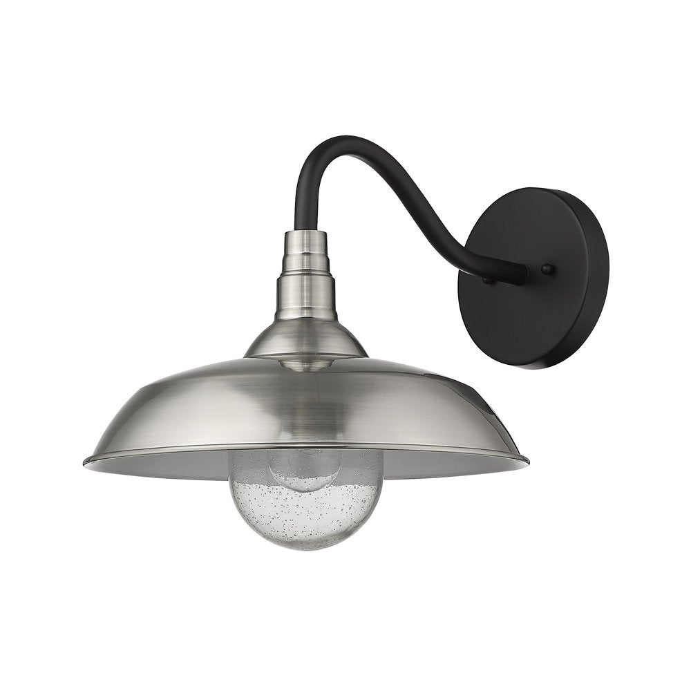Silver And Black Seeded Dimmable Outdoor Hanging Light With Silver And Black Shades