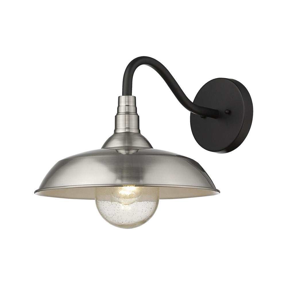 Silver And Black Seeded Dimmable Outdoor Hanging Light With Silver And Black Shades