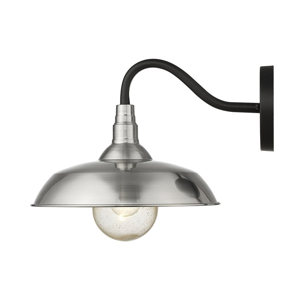 Silver And Black Seeded Dimmable Outdoor Hanging Light With Silver And Black Shades