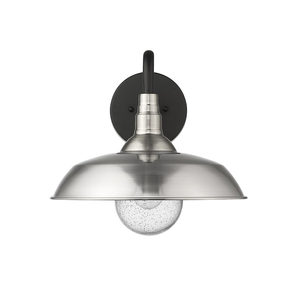 Silver And Black Seeded Dimmable Outdoor Hanging Light With Silver And Black Shades