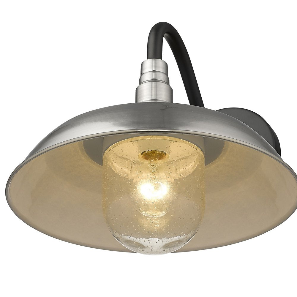 Silver And Black Seeded Dimmable Outdoor Hanging Light With Silver And Black Shades