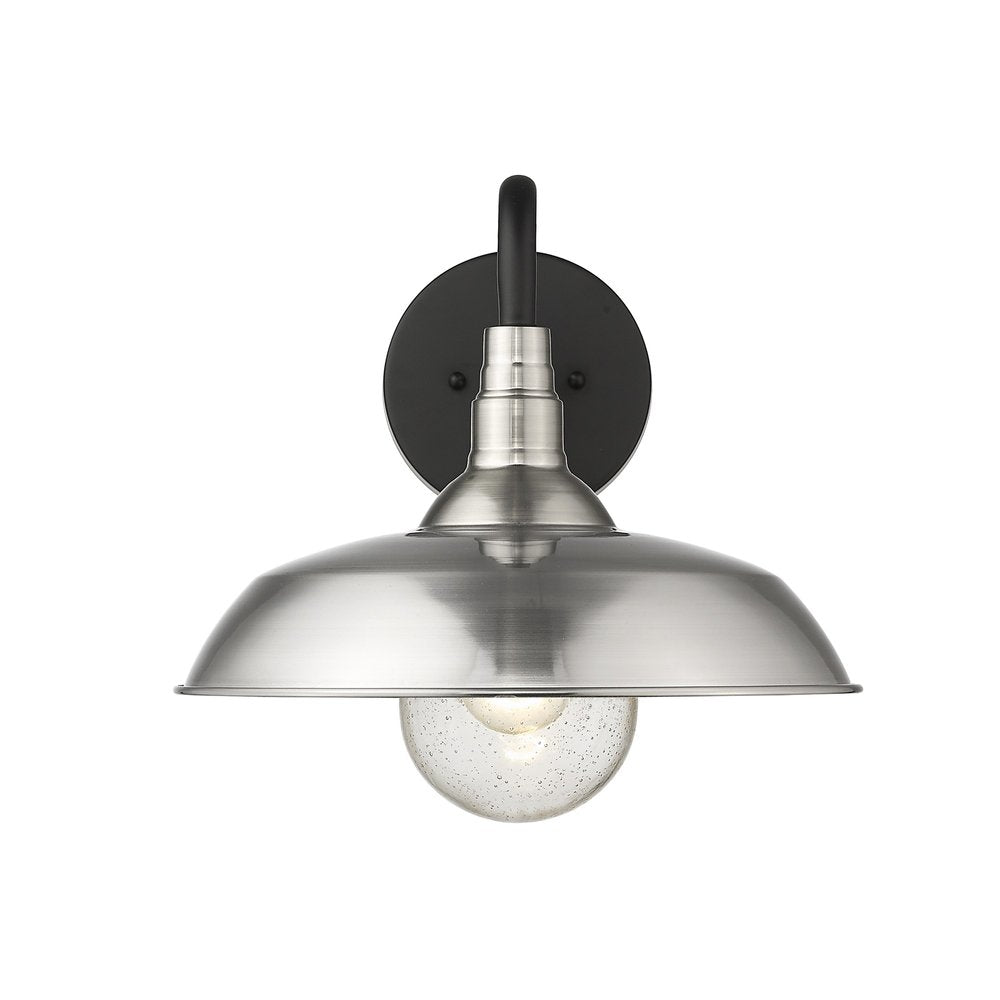 Silver And Black Seeded Dimmable Outdoor Hanging Light With Silver And Black Shades