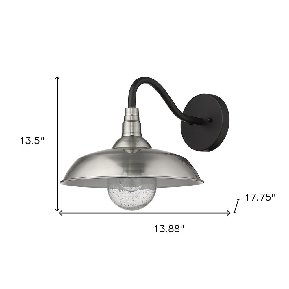 Silver And Black Seeded Dimmable Outdoor Hanging Light With Silver And Black Shades