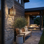 Bronze And Clear Seeded Dimmable Outdoor Hanging Light With Bronze And Clear Shades