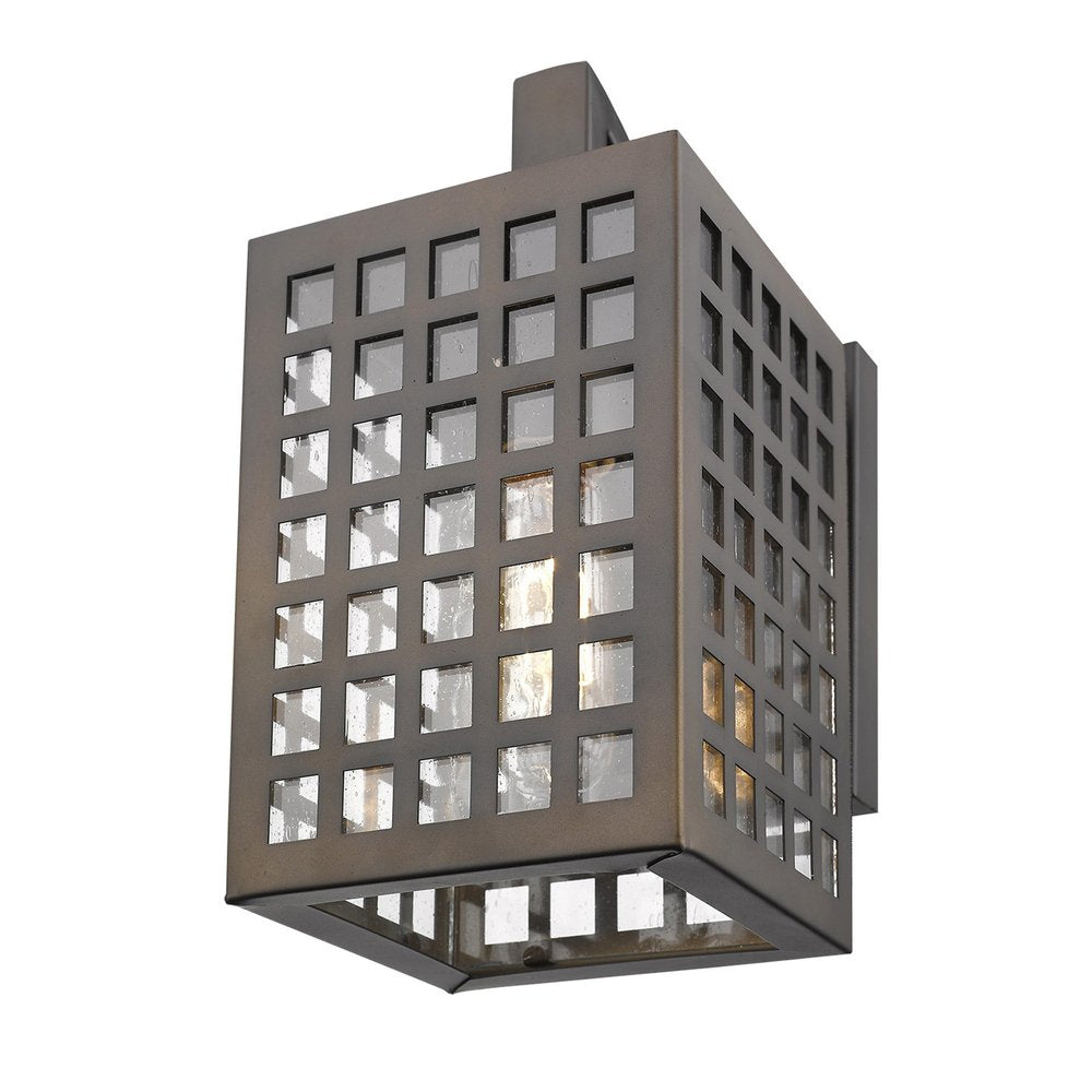 Bronze And Clear Seeded Dimmable Outdoor Hanging Light With Bronze And Clear Shades