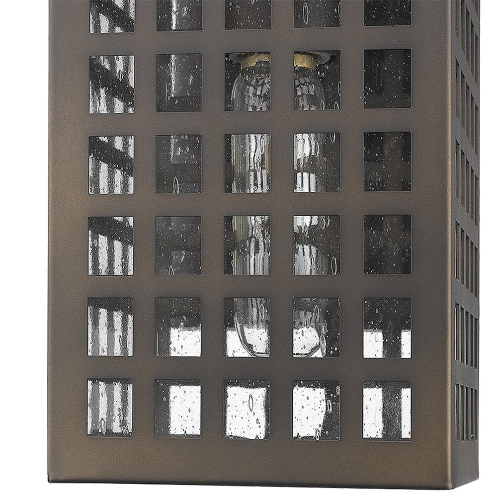 Bronze And Clear Seeded Dimmable Outdoor Hanging Light With Bronze And Clear Shades