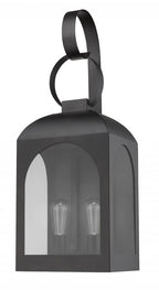 Black And Clear Two Light Transparent Dimmable Outdoor Hanging Lights With Black And Clear Shades