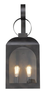 Black And Clear Two Light Transparent Dimmable Outdoor Hanging Lights With Black And Clear Shades