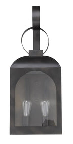 Black And Clear Two Light Transparent Dimmable Outdoor Hanging Lights With Black And Clear Shades