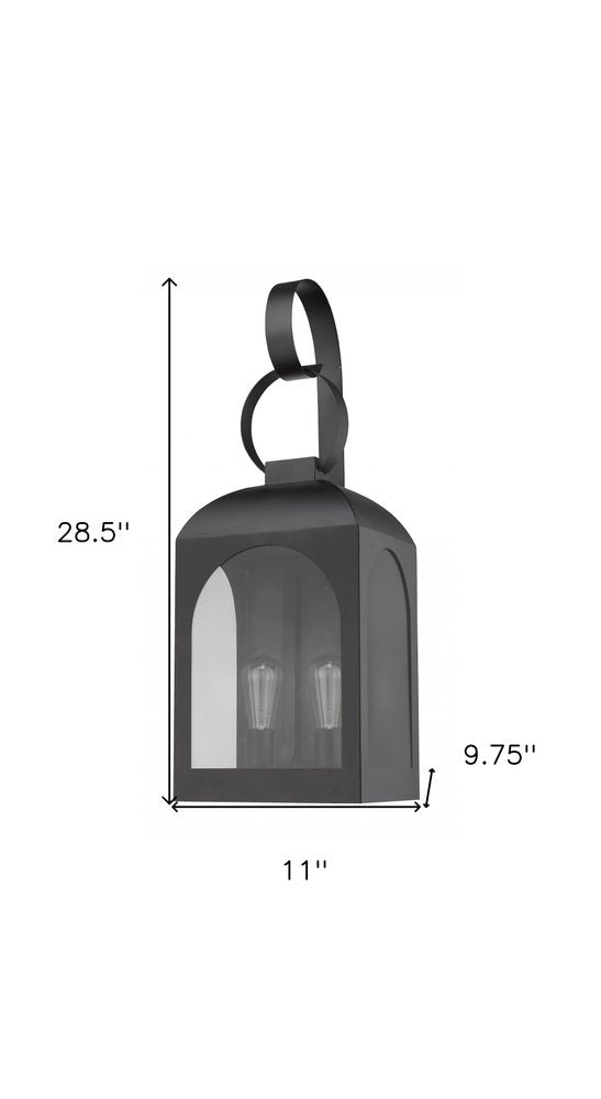 Black And Clear Two Light Transparent Dimmable Outdoor Hanging Lights With Black And Clear Shades