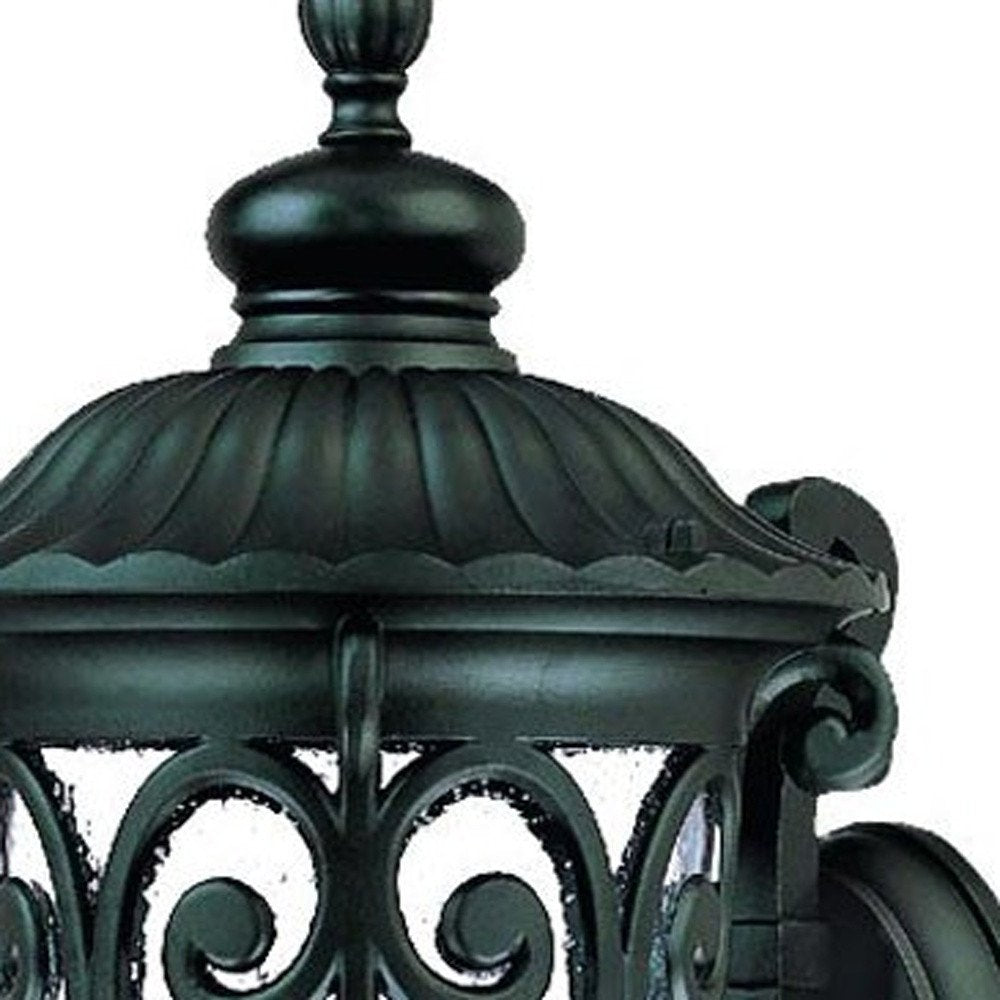 Black And Clear Seeded Dimmable Outdoor Hanging Light With Black And Clear Shades
