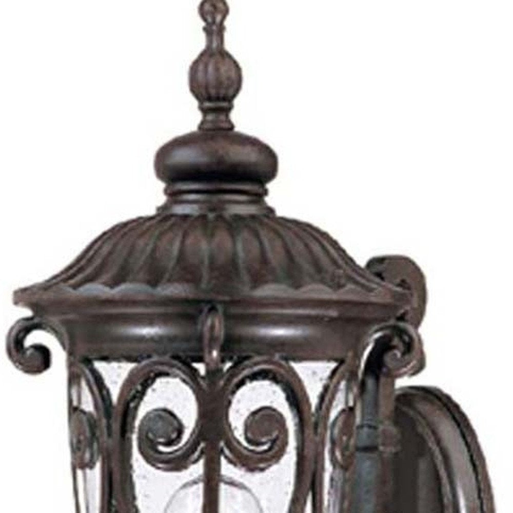 Antiqued Bronze Seeded Dimmable Outdoor Hanging Light With Antiqued Bronze Shades
