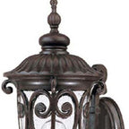 Antiqued Bronze Seeded Dimmable Outdoor Hanging Light With Antiqued Bronze Shades
