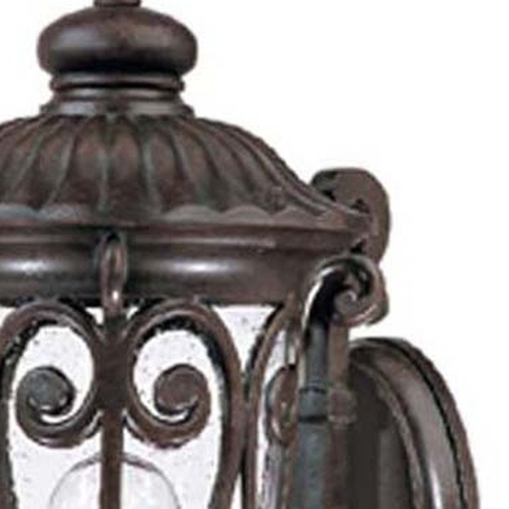Antiqued Bronze Seeded Dimmable Outdoor Hanging Light With Antiqued Bronze Shades