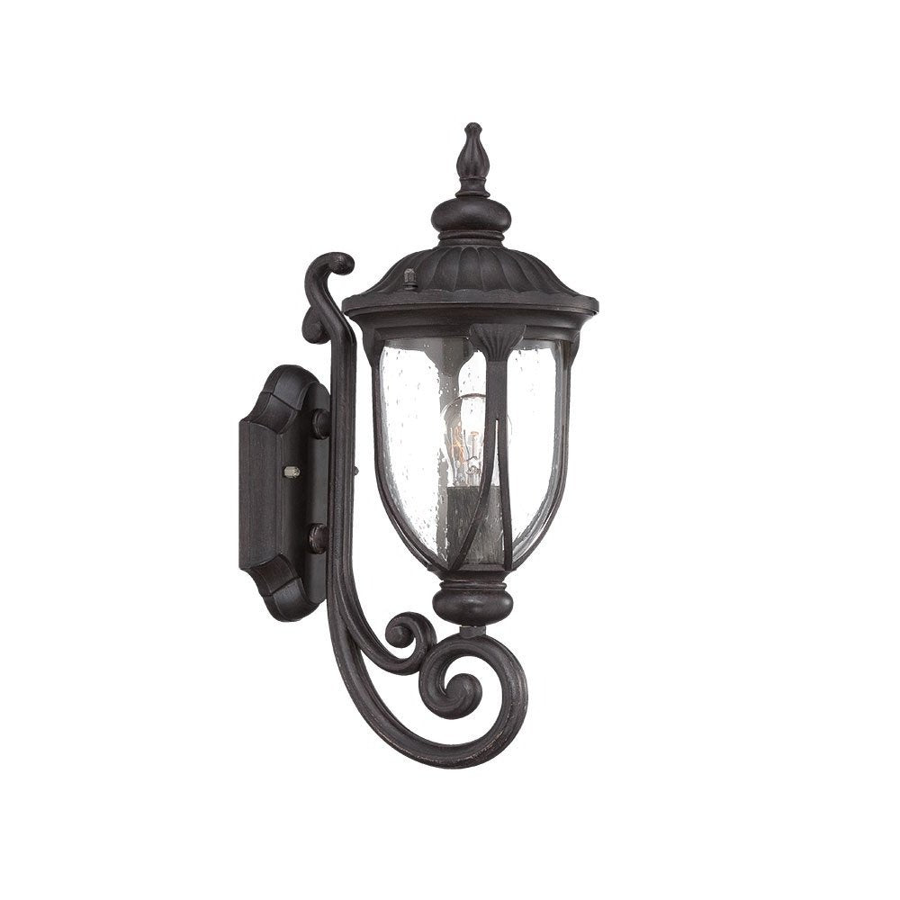 Black And Clear Seeded Dimmable Outdoor Hanging Light With Black And Clear Shades