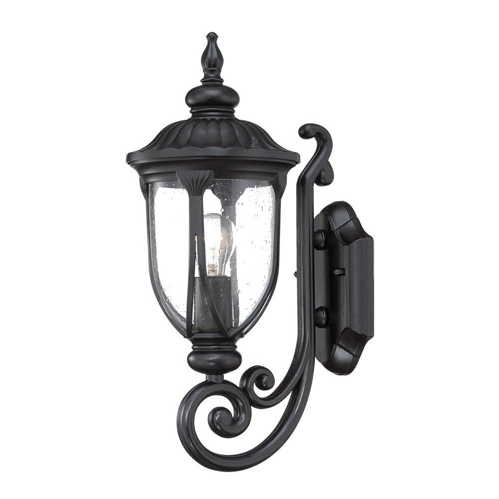 Black And Clear Seeded Dimmable Outdoor Hanging Light With Black And Clear Shades