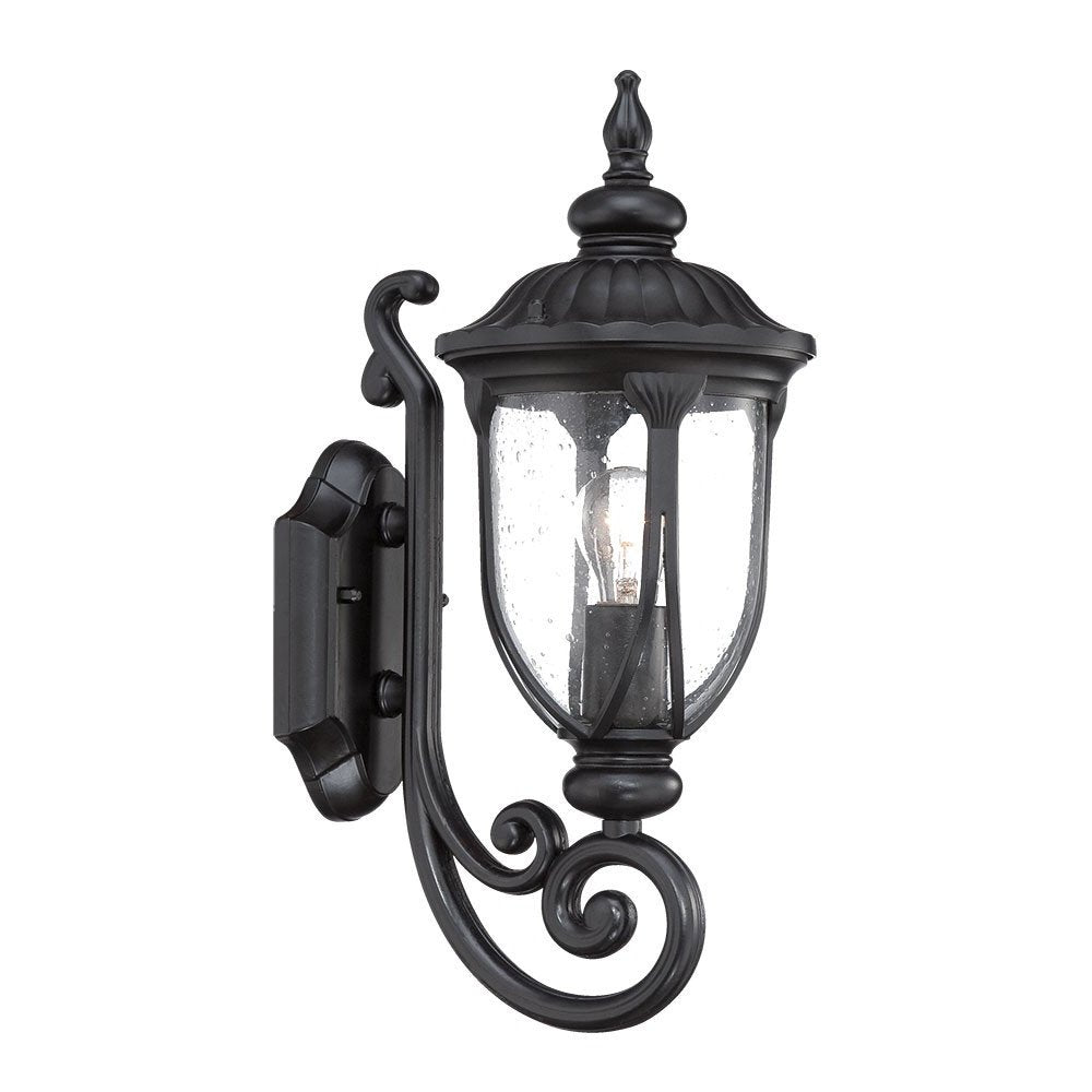 Black And Clear Seeded Dimmable Outdoor Hanging Light With Black And Clear Shades