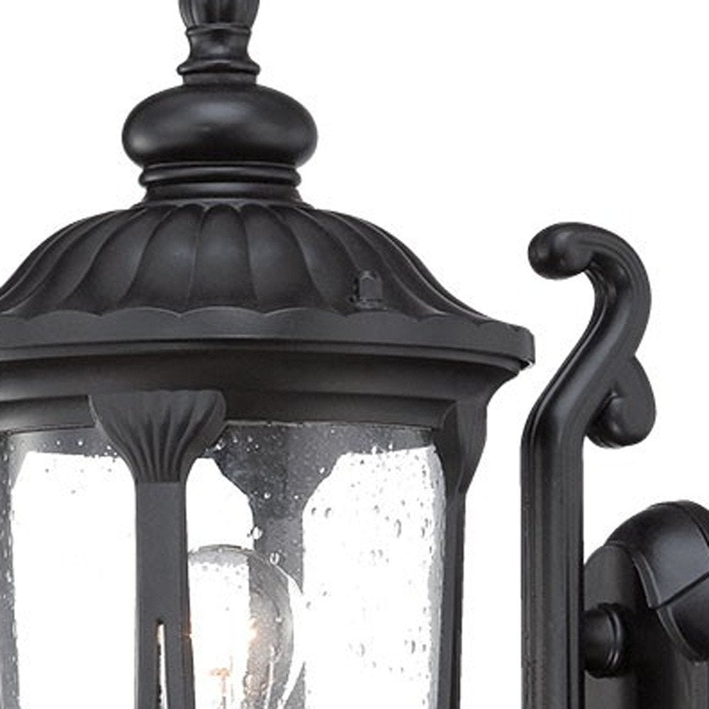 Black And Clear Seeded Dimmable Outdoor Hanging Light With Black And Clear Shades