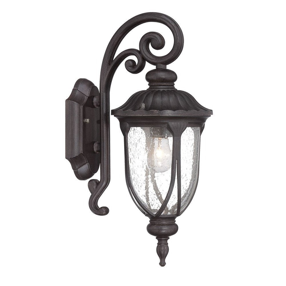 Black And Clear Seeded Dimmable Outdoor Hanging Light With Black And Clear Shades
