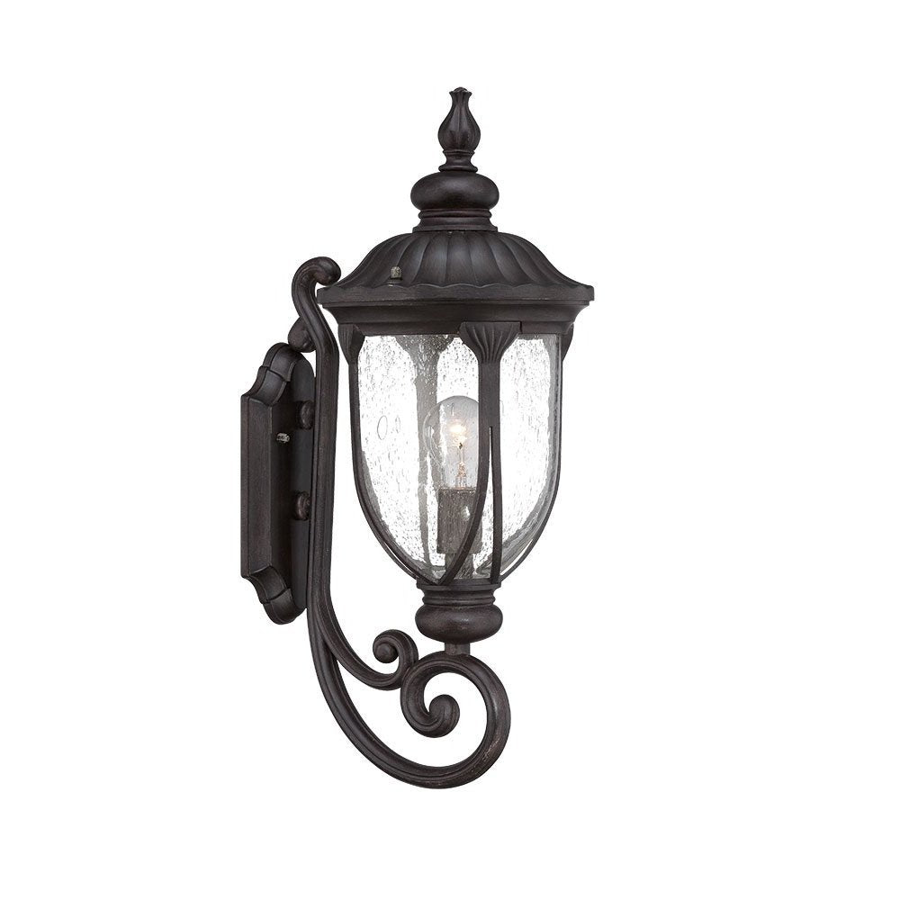 Black And Clear Seeded Dimmable Outdoor Hanging Light With Black And Clear Shades