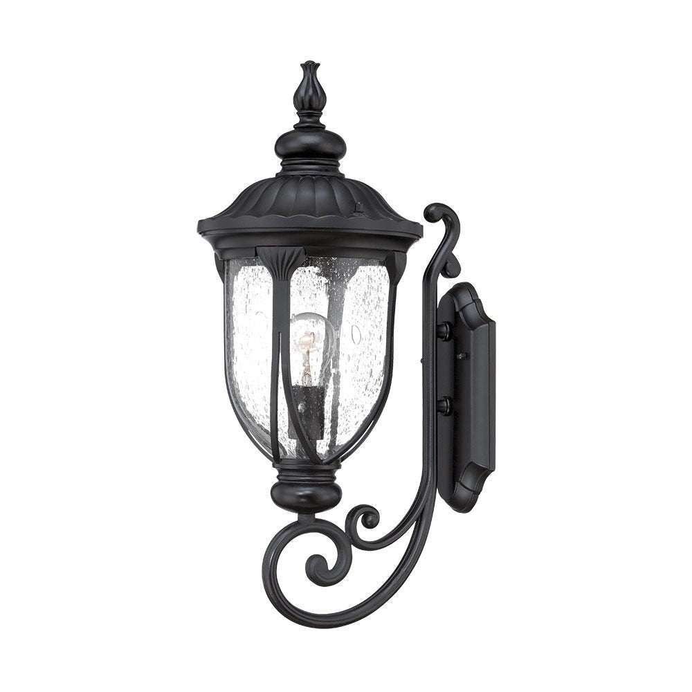 Black And Clear Seeded Dimmable Outdoor Hanging Light With Black And Clear Shades