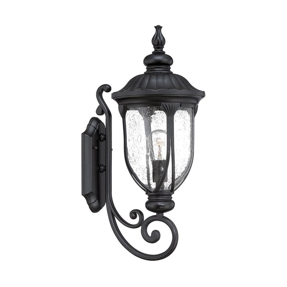 Black And Clear Seeded Dimmable Outdoor Hanging Light With Black And Clear Shades