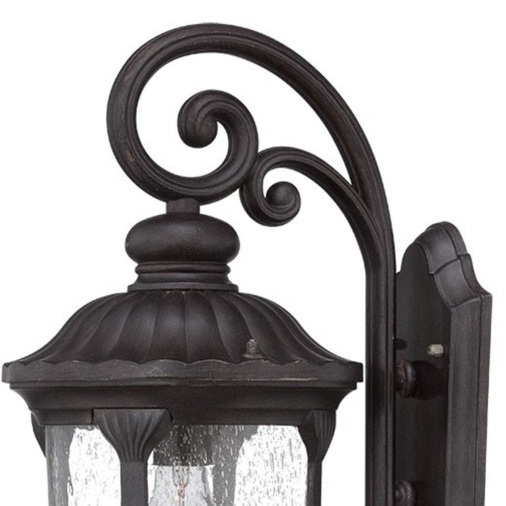 Black And Clear Seeded Dimmable Outdoor Hanging Light With Black And Clear Shades