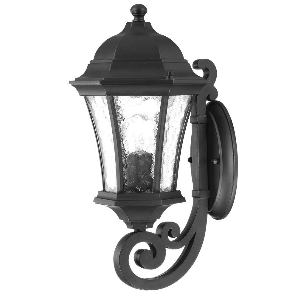 Black And Clear Hammered Dimmable Outdoor Hanging Light With Black And Clear Shades