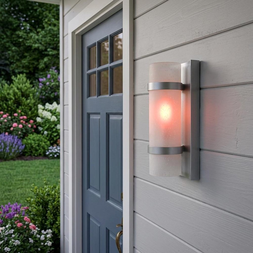 Brushed Silver and White Glass Wall Sconce