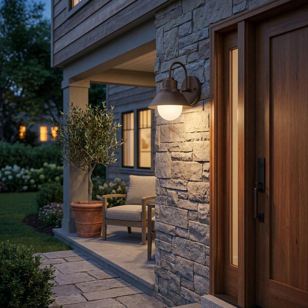 Dark Brown And White Frosted Dimmable Outdoor Hanging Light With Dark Brown And White Shades