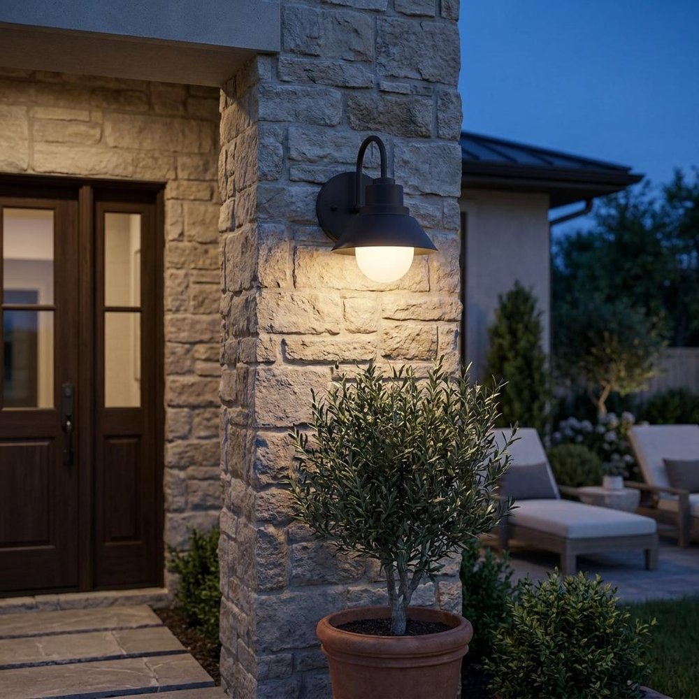 Black And White Frosted Dimmable Outdoor Hanging Light With Black And White Shades
