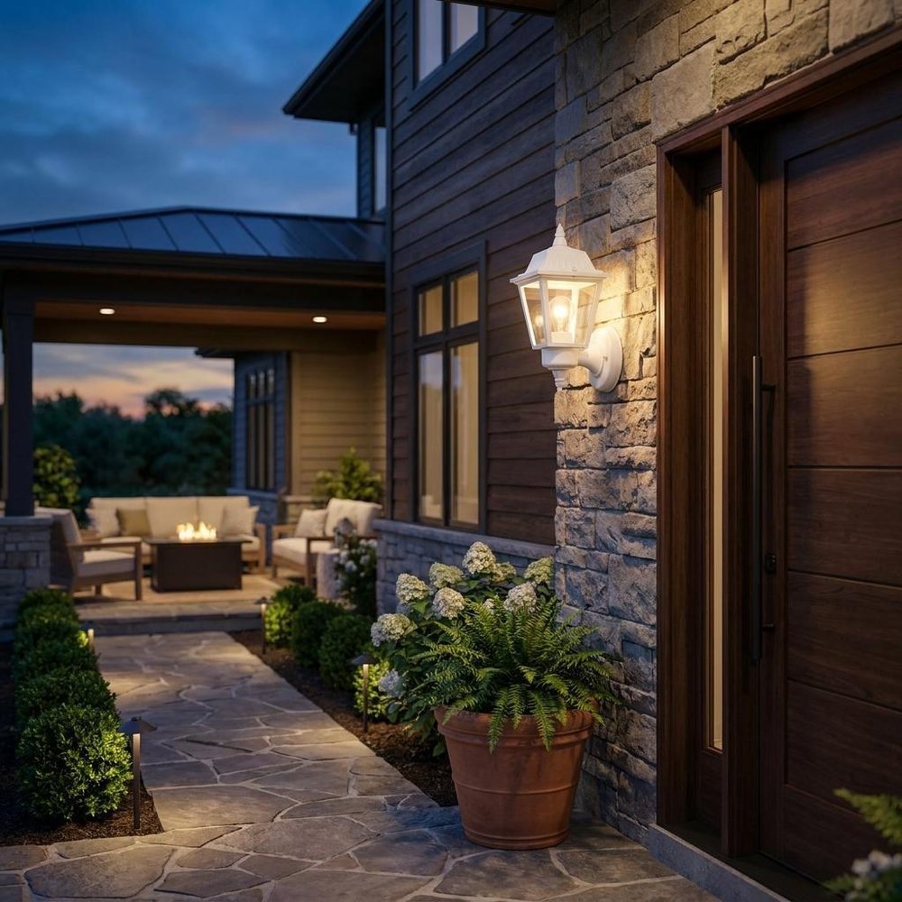 White Cast Aluminum Outdoor Wall Light