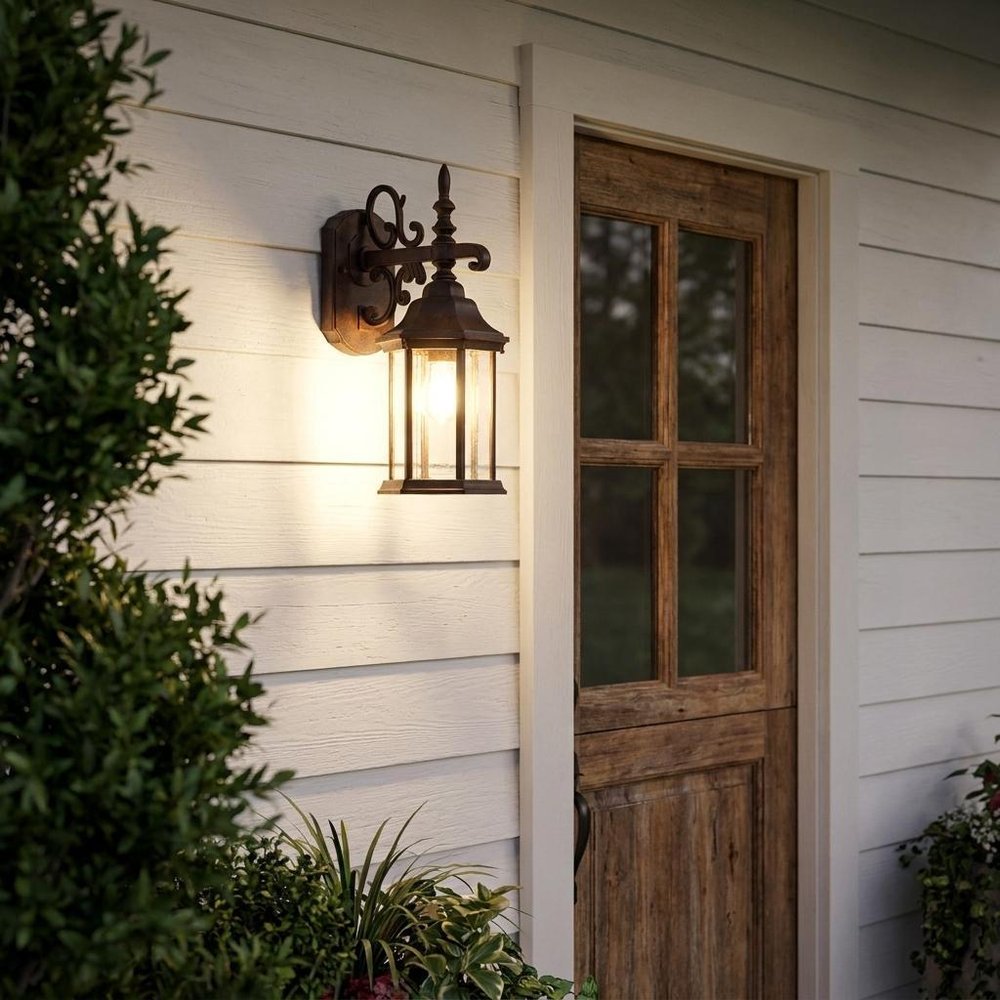 Petite Brown Domed Hanging Glass Lantern Wall Light