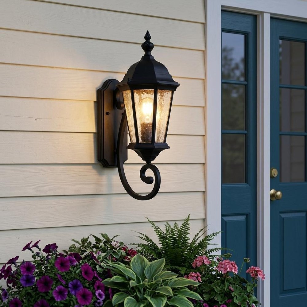 One Light Matte Black Carousel Lantern Wall Light