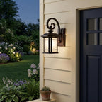 Antique Bronze Frosted Linen Glass Lantern Wall Light
