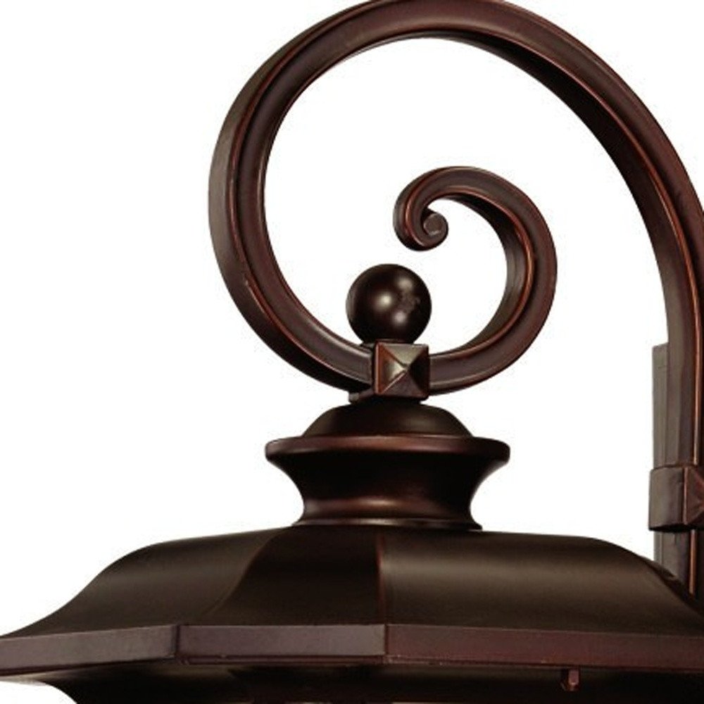 Antiqued Bronze And Clear Frosted Dimmable Outdoor Hanging Light With Antiqued Bronze And Clear Shades