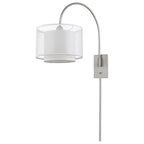 44" Clear Silver And White Metal And Sheer Fabric Flush Mount Wall Sconce