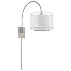 44" Clear Silver And White Metal And Sheer Fabric Flush Mount Wall Sconce