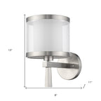 Silver Wall Light with White Sheer Fabric Shade