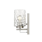 Silver Metal and Pebbled Glass Wall Sconce