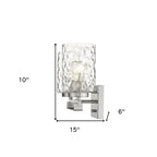 10" Silver And Clear Metal Vanity Flush Mounted Sconce