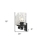 10" Black And Clear Metal and Glass Vanity Flush Mounted Sconce