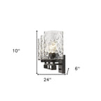 10" Black And Clear Metal and Glass Vanity Flush Mounted Sconce