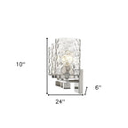10" Silver And Clear Metal and Glass Vanity Flush Mounted Sconce