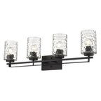 10" Black And Clear Metal and Glass Vanity Flush Mounted Sconce
