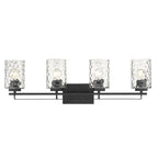 10" Black And Clear Metal and Glass Vanity Flush Mounted Sconce