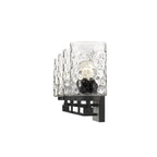 10" Black And Clear Metal and Glass Vanity Flush Mounted Sconce