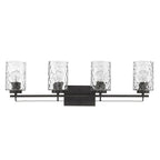 10" Black And Clear Metal and Glass Vanity Flush Mounted Sconce