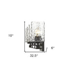 10" Black And Clear Metal and Glass Vanity Flush Mounted Sconce